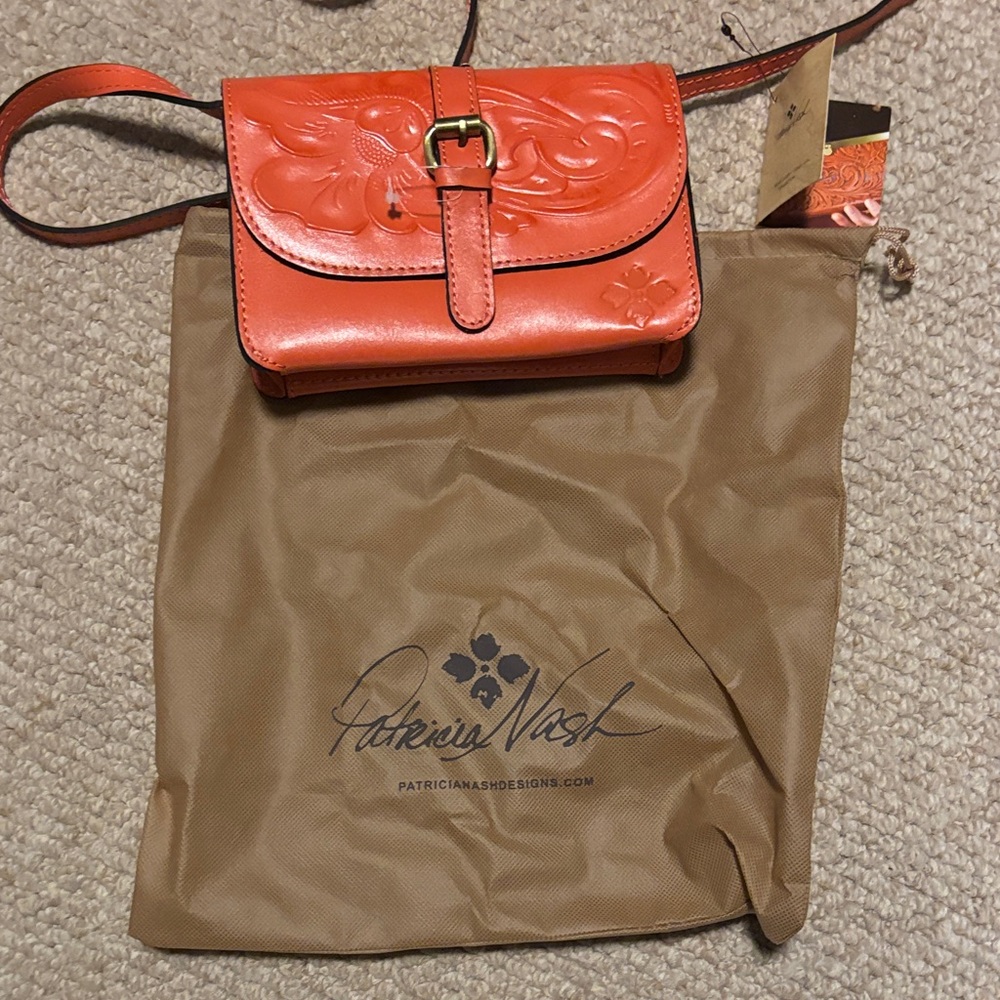 Patricia Nash Embossed Orange Crossbody Bag